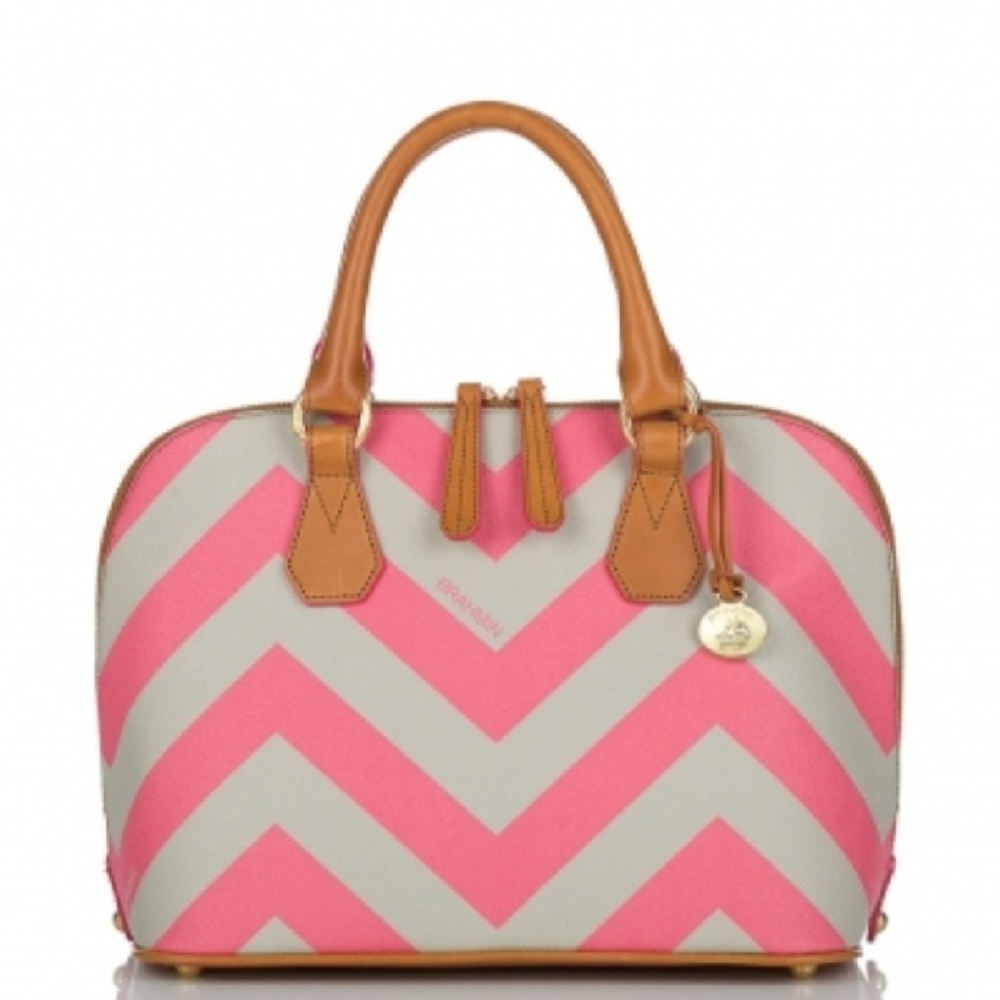 Brahmin Chevron Hot Pink Vivian Dome Handbag